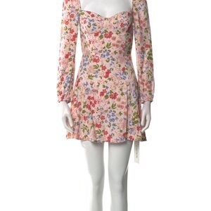 Reformation Pink Multicolor Floral Long Sleeve sundress XS rare print trad